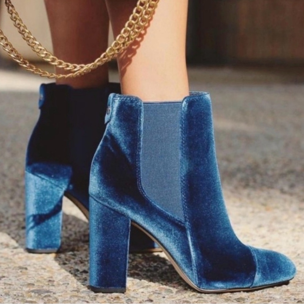 Sam Edelman Case Blue Sapphire Velvet Boots ankle Women’s 9M, EUR 39